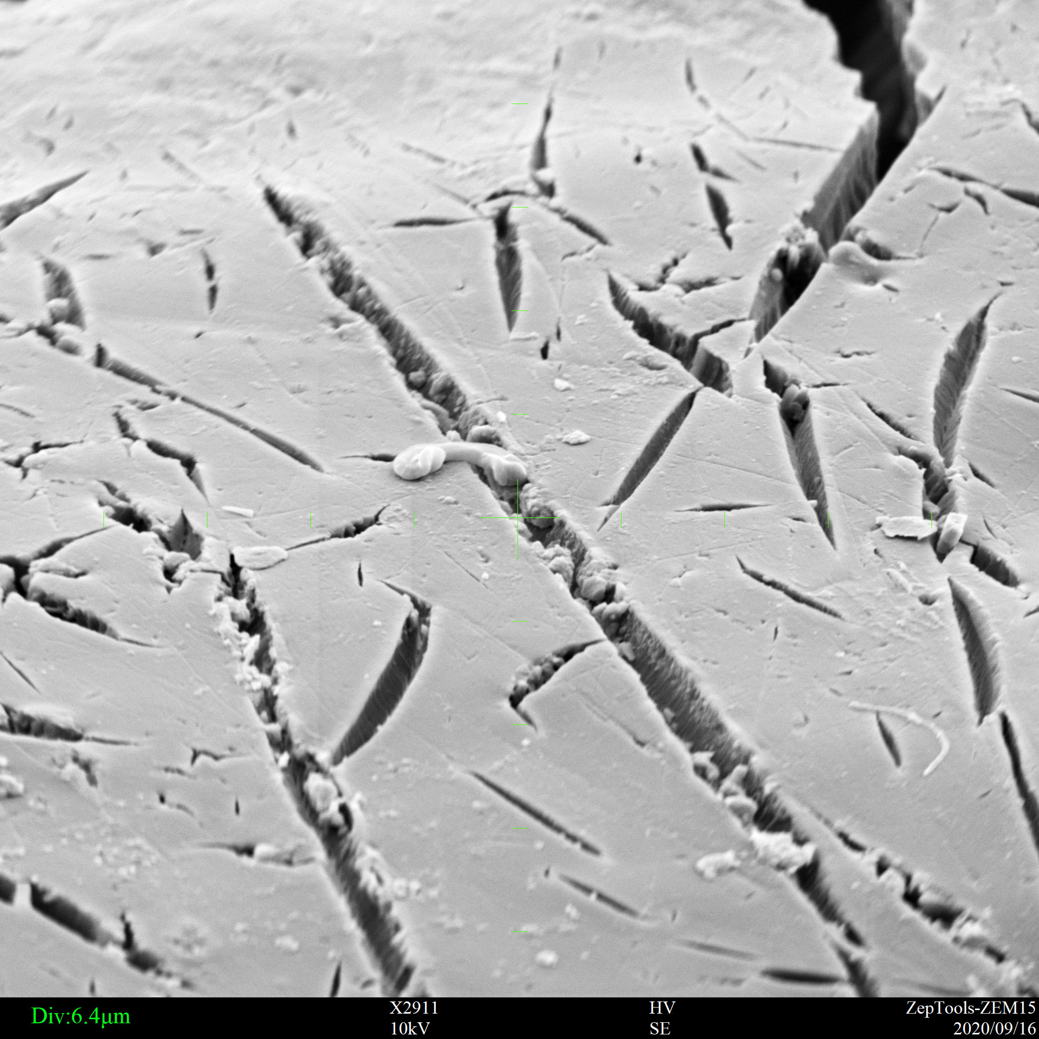 臺式掃描電鏡下材料表面裂痕(會議現場拍攝) 臺式掃描電鏡下材料表面裂痕(會議現場拍攝)